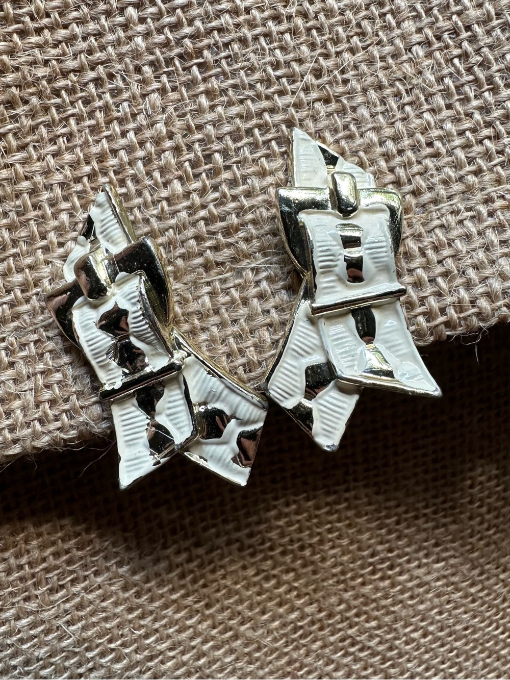 Vintage Mid Century Coro Enamel Belt Clip On Earrings